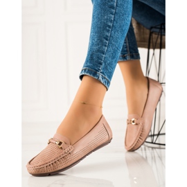 Primavera Openwork loafers with ornament beige pink 1