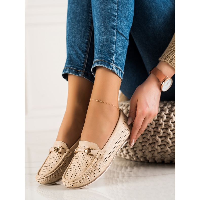 Primavera Openwork loafers with ornament beige 1