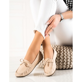 TRENDI Suede Loafers With A Bow beige 1