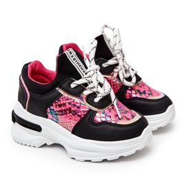 FR1 Leather Sport Shoes Snakeskin Black Gabbie pink 2