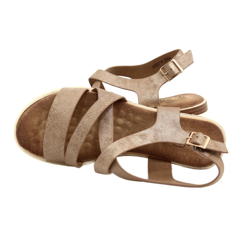 Golden metallic women's Evento 20sd14-2064 sandals brown 5
