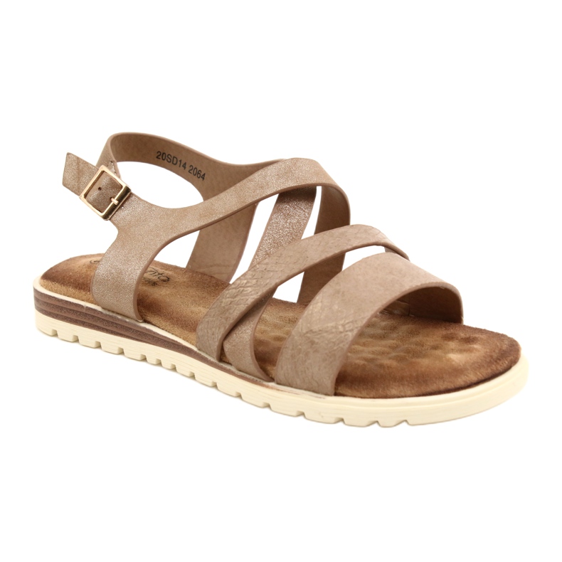 Golden metallic women's Evento 20sd14-2064 sandals brown 1