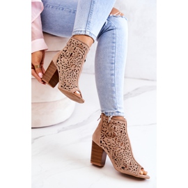 FB1 Openwork Boots On A Post Beige Brittany 1