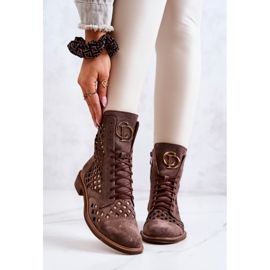Openwork leather boots Nicole Brown 2695 2