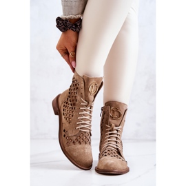 Openwork Leather Boots Zazoo Camel 2695 brown 2