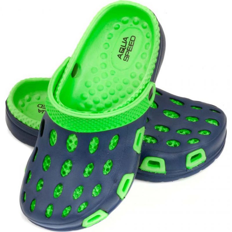 Aqua-speed Silvi Jr slippers, col 48, green and navy blue 1
