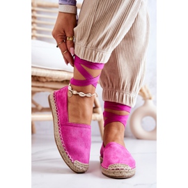 FB1 Tied Suede Espadrilles Fuchsia Ismanne pink 2