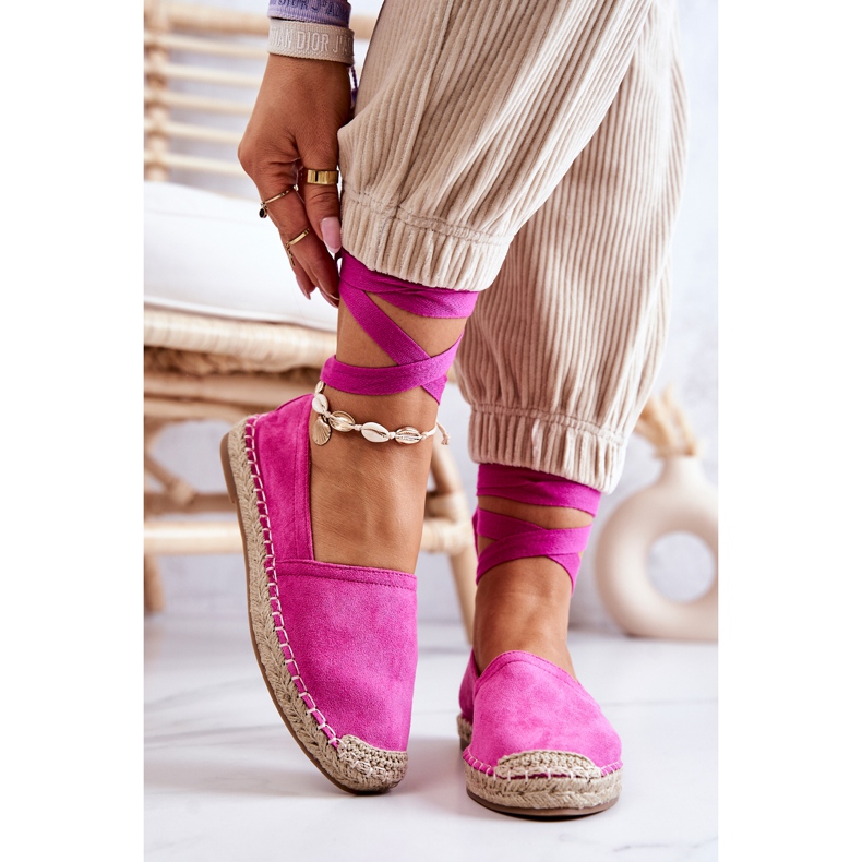 FB1 Tied Suede Espadrilles Fuchsia Ismanne pink 2
