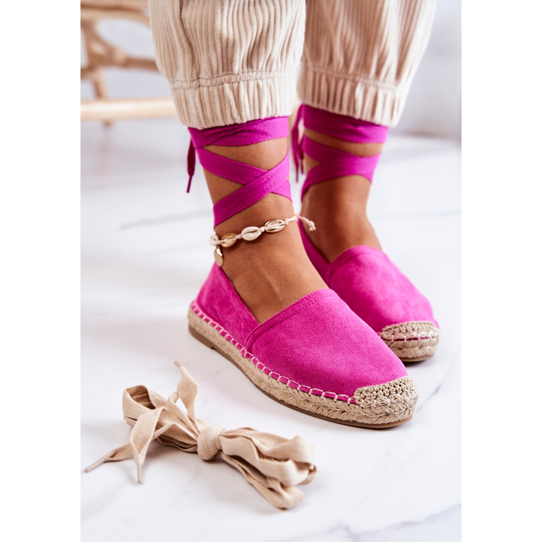 FB1 Tied Suede Espadrilles Fuchsia Ismanne pink 1