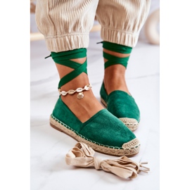 FB1 Tied Suede Espadrilles Dark Green Ismanne 1