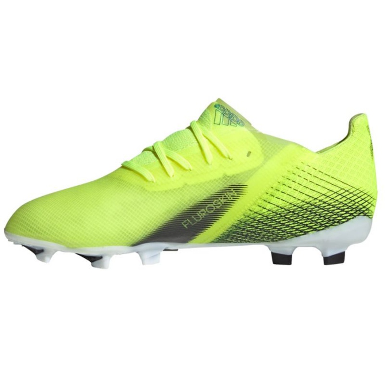 Adidas X Ghosted.1 Fg Jr FW6955 football boots white, yellow-green neon green 2 Adidas X Ghosted.1 Fg Jr FW6955 football boots white, yellow-green neon green 2