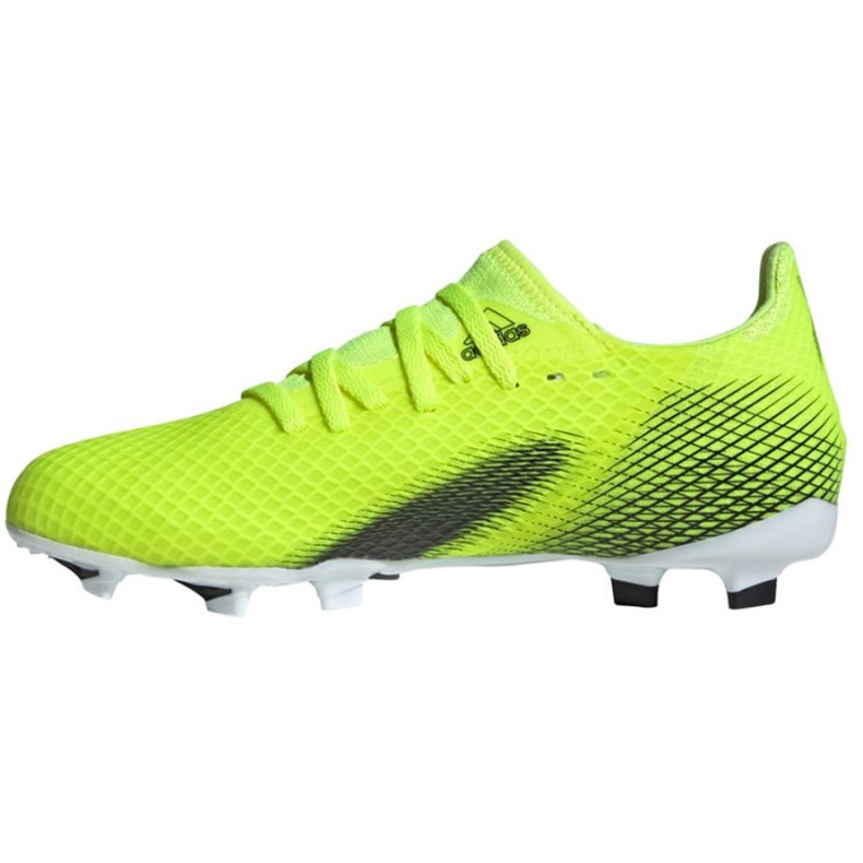 Adidas X Ghosted.3 Fg Jr FW6934 football boots white, yellow-green neon green 2