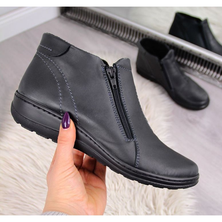 Comfortable insulated leather boots W Helios 642 grey 1