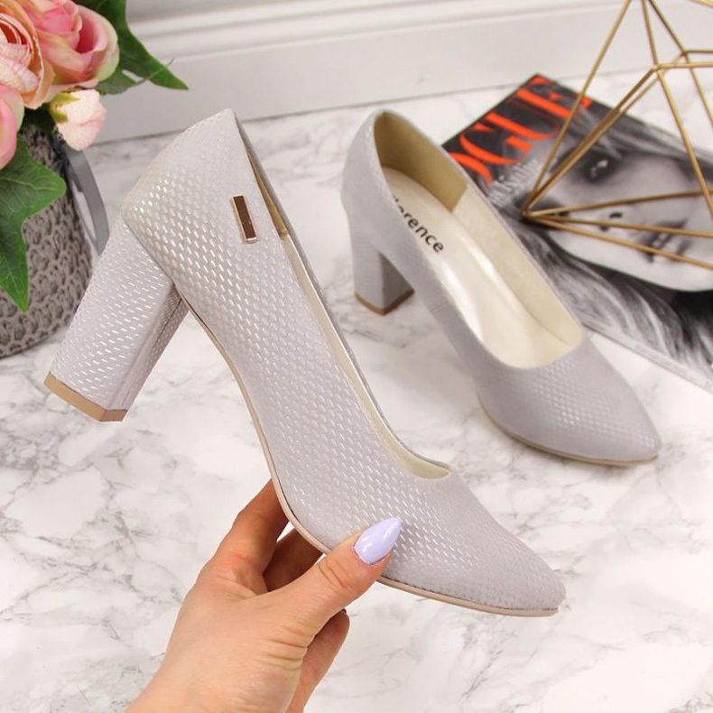 Pumps on the post Monique W AN866A gray grey 1