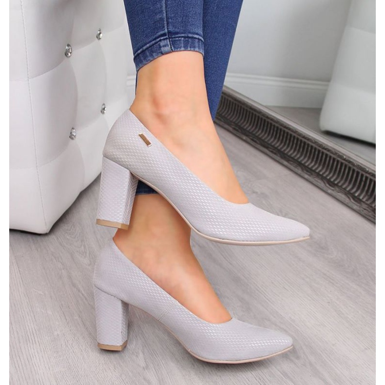 Pumps on the post Monique W AN866A gray grey 2