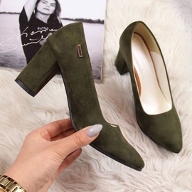 Pumps on the post Monique W AN866J olive khaki green 1