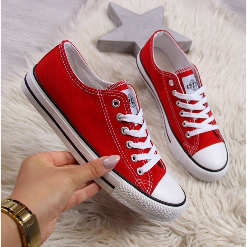 Low textile sneakers NEWS W EVE8D red navy blue 1