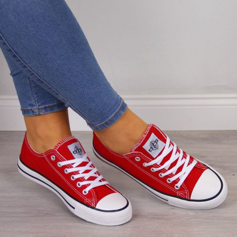 Low textile sneakers NEWS W EVE8D red navy blue 2