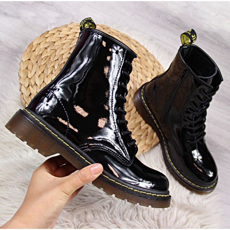 Leather lacquered boots Filippo W PAW78 insulated black 1