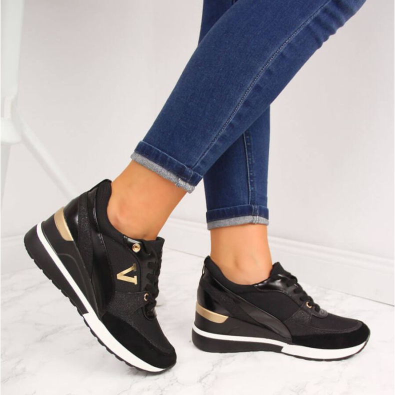 Wedge sneakers Potocki W WM747A black golden 2