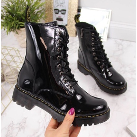 Black lacquered leather boots Filippo W PAW80B 1