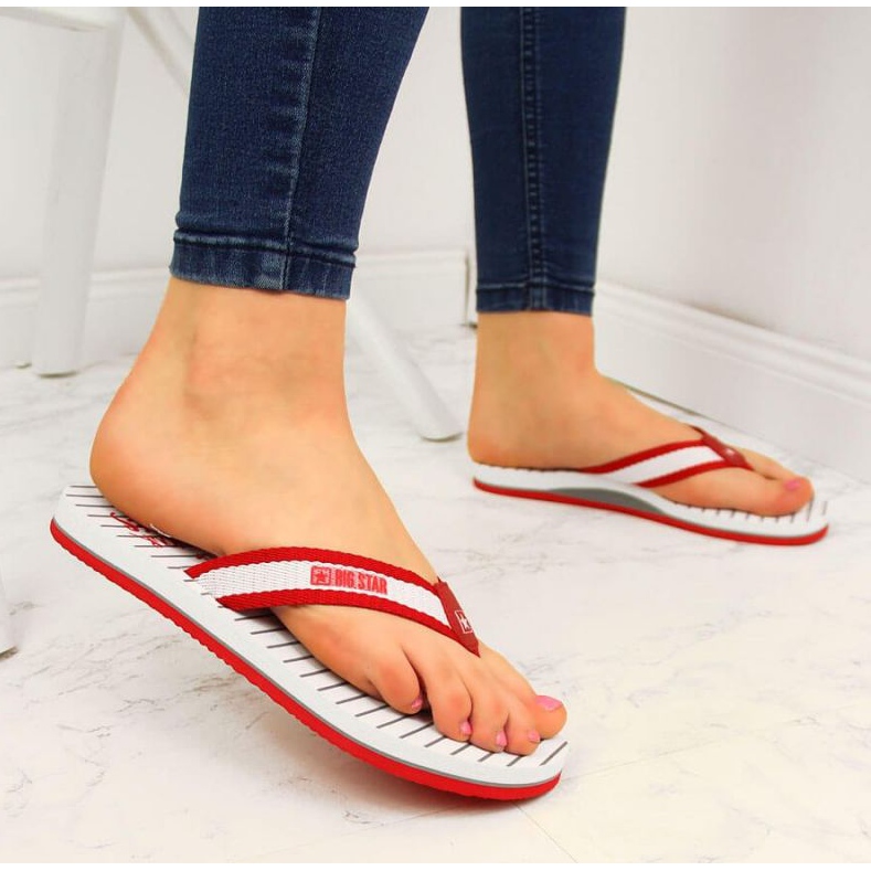 Big Star W DD274A249 red beach flip-flops white 2