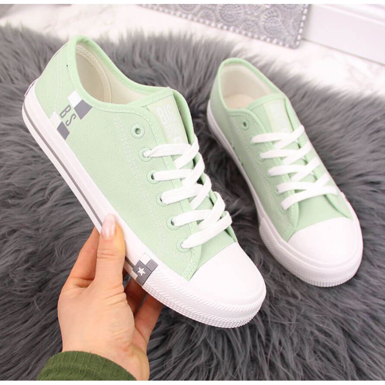 Textile sneakers Big Star W HH274112 mint white green 1