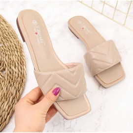 Quilted slippers S. Barski W OLI103B beige 1