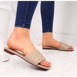 Quilted slippers S. Barski W OLI103B beige 2