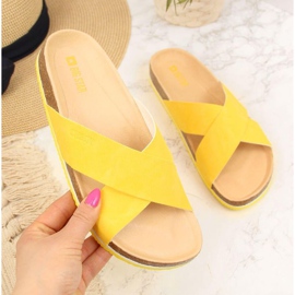 Leather Big Star W HH274596 yellow slippers 1