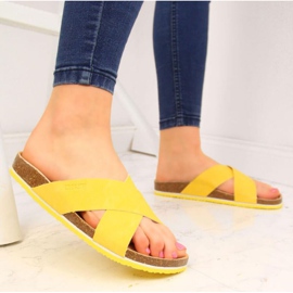 Leather Big Star W HH274596 yellow slippers 2