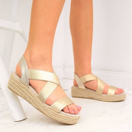 Espadrilles sandals on the Big Star W HH274414 platform gold golden 2