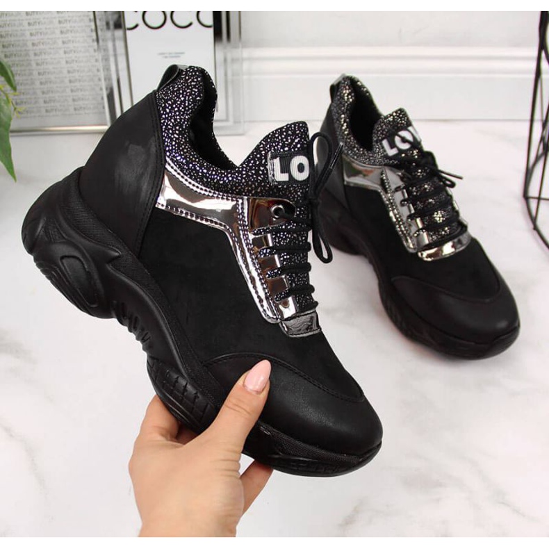 BM Sneakers on a hidden wedge Navy Dot W WOL9 black 1