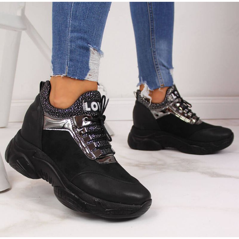 BM Sneakers on a hidden wedge Navy Dot W WOL9 black 2