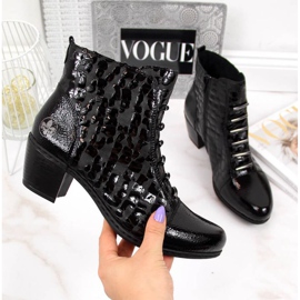 Leather boots on a block Rieker W Y2162-01 black 1