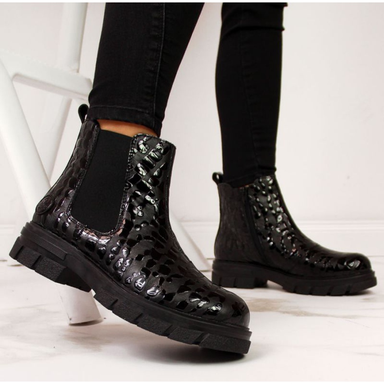 Leather insulated boots Rieker W Z9152-00 black white 2