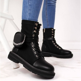 Leather boots with pocket Goe W II2N4024 black 2