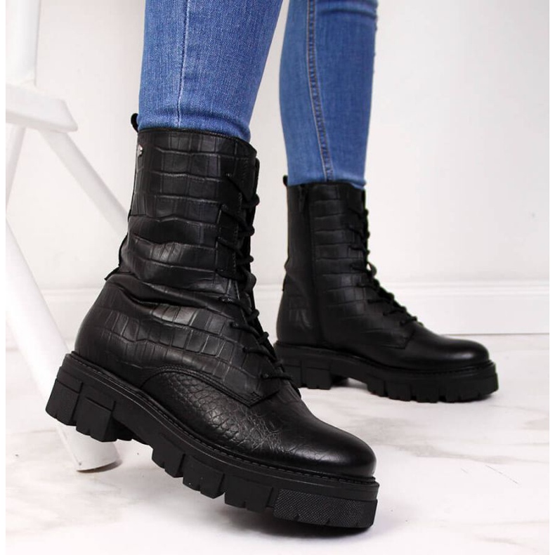 Leather boots Goe II2N4099 W black 2