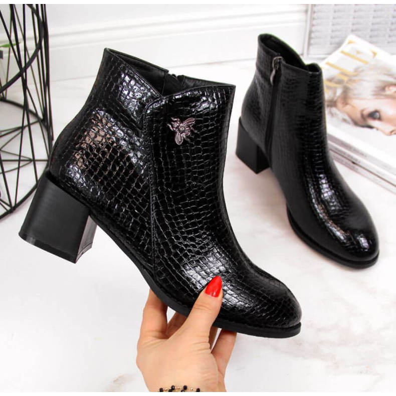 Black Boots with a fly snakeskin Filippo W PAW287 1