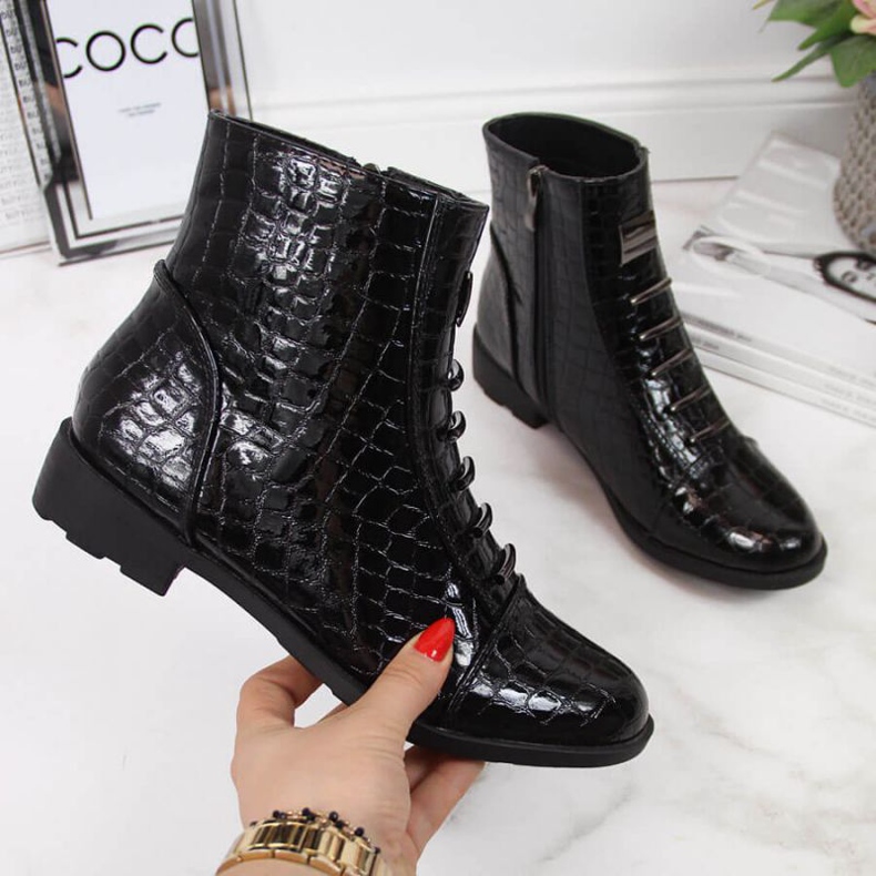 Boots with a snakeskin decoration Filippo W PAW288A black white 1