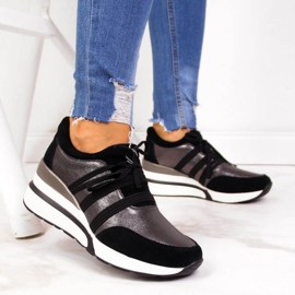 Leather shoes on a wedge T.Sokolski W SCA139 silver black 2