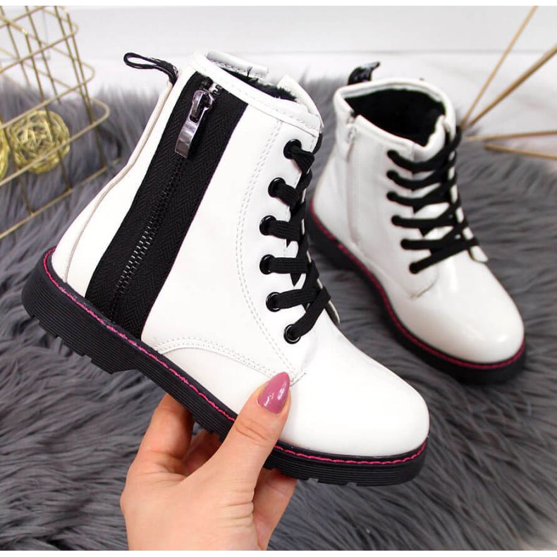 Insulated lacquered boots Jr EVE327B white 1