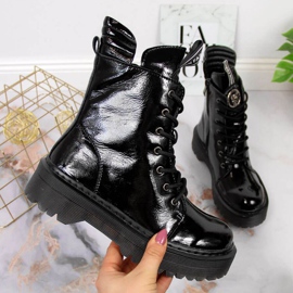 Black lacquered leather boots Filippo W PAW297 1