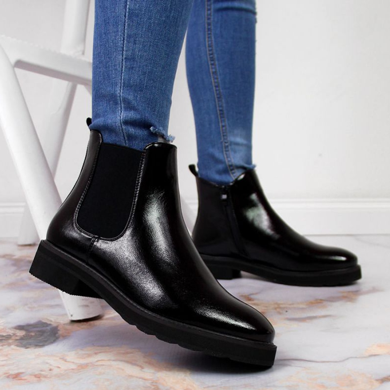 Warm Chelsea boots, lacquered Sergio Leone W SK353 black 2