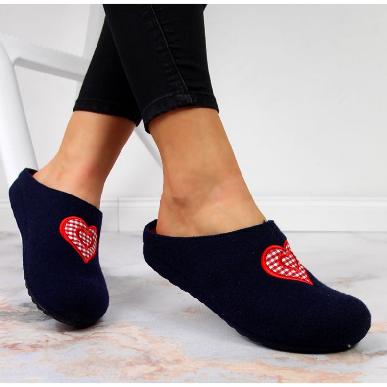 Home slippers with heart Panto Fino W INT1631 navy blue 1
