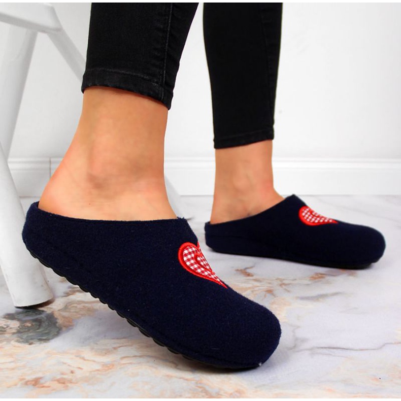 Home slippers with heart Panto Fino W INT1631 navy blue 2