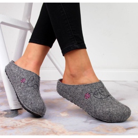 Slippers with embroidery Panto Fino W INT1632 gray grey 1