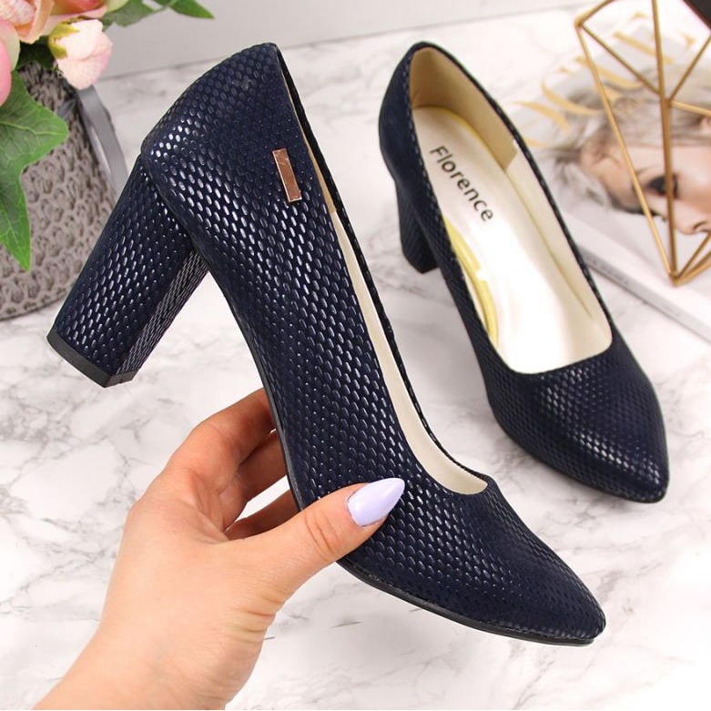Pumps on the post Monique W 866 AN866F navy blue 1
