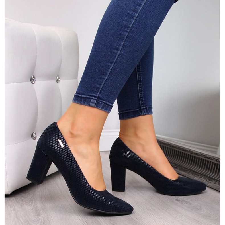Pumps on the post Monique W 866 AN866F navy blue 2