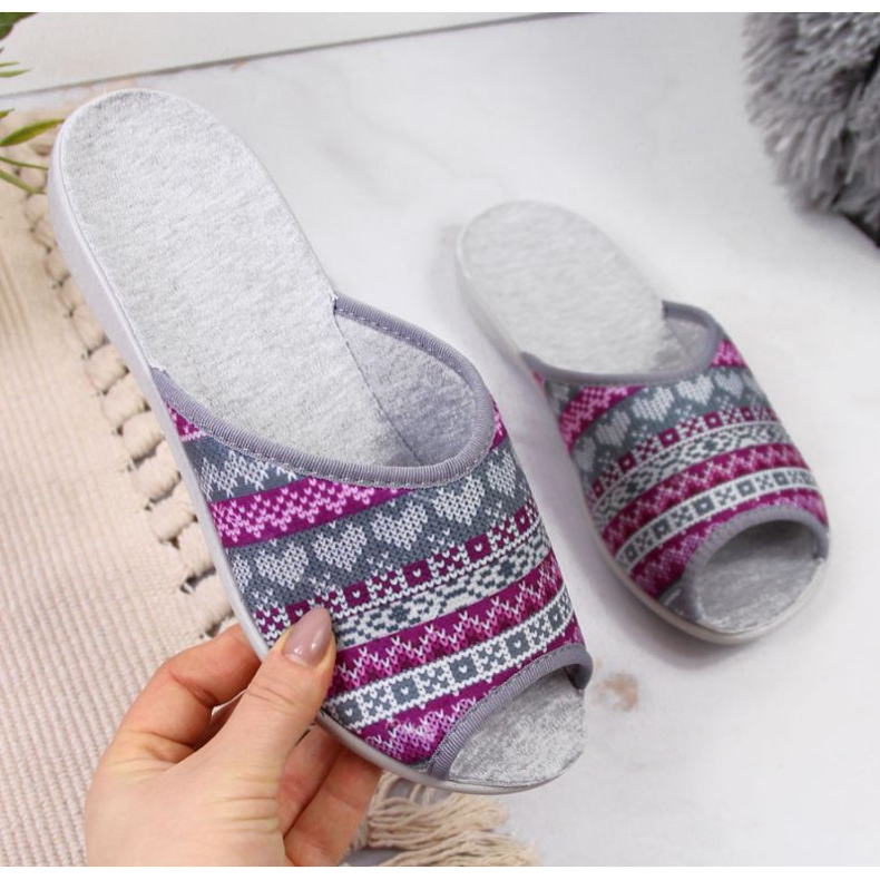 Home slippers W BEF17D Befado gray purple violet grey 1
